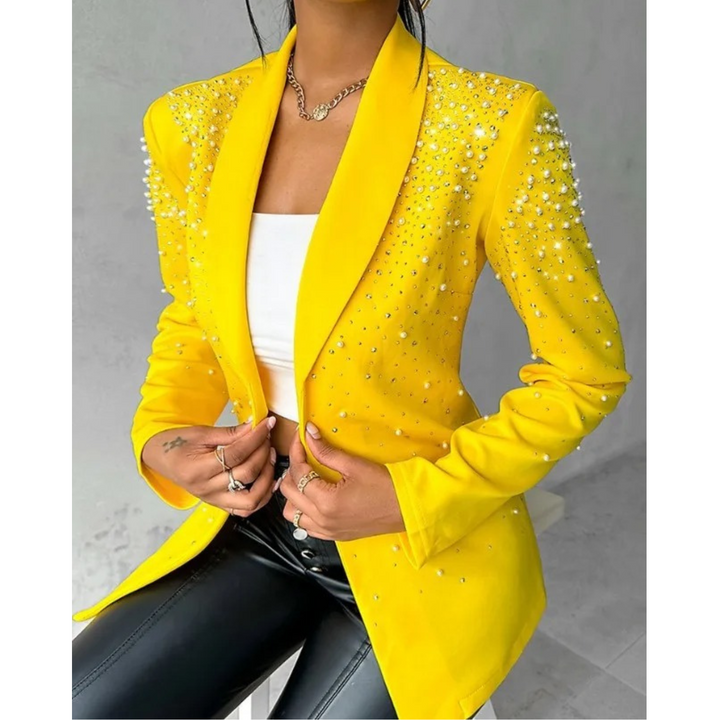 Women's Slim Blazer with Pearl Embellishments