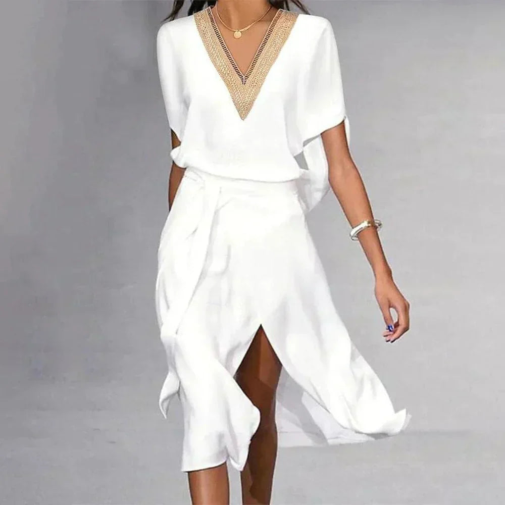 Saurina | Women's Midi Cross Dress with V-Neck