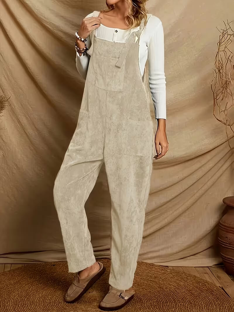 Gelsomina Comfortable Cotton Jumpsuit, view 3 - Elena Harper