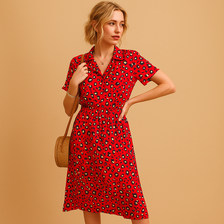 Sira | Summer Midi Dress with Polka Dots