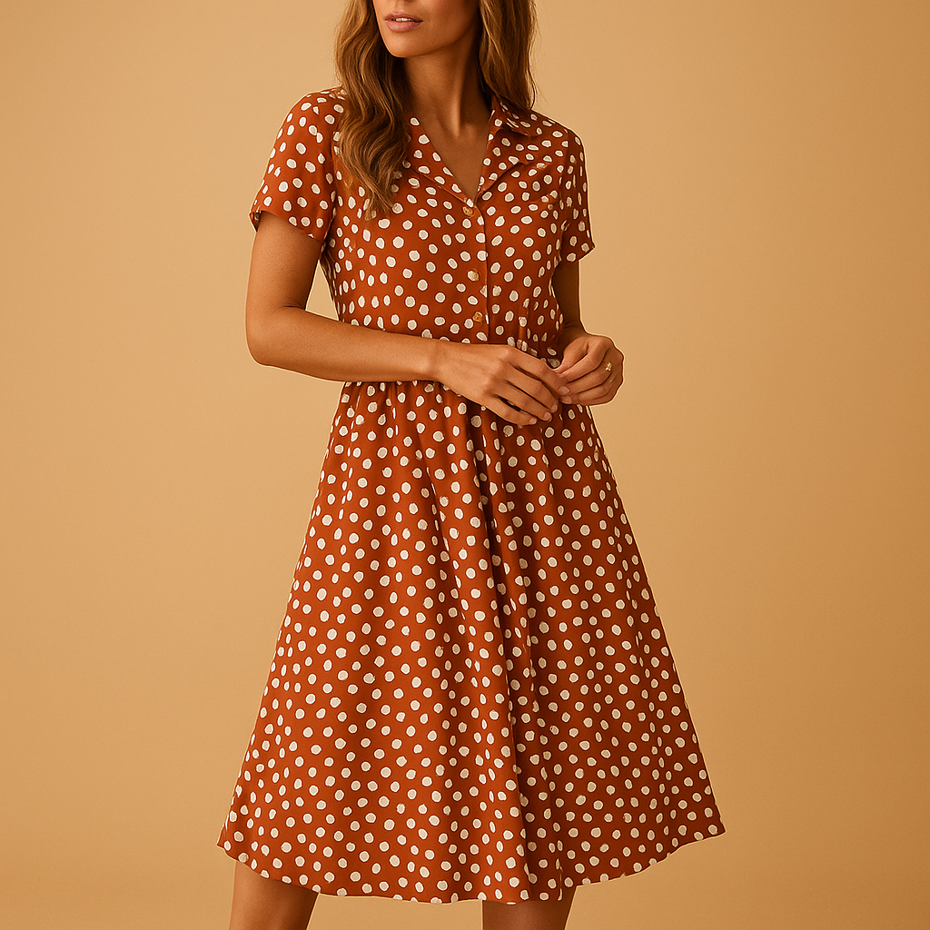 Sira | Summer Midi Dress with Polka Dots