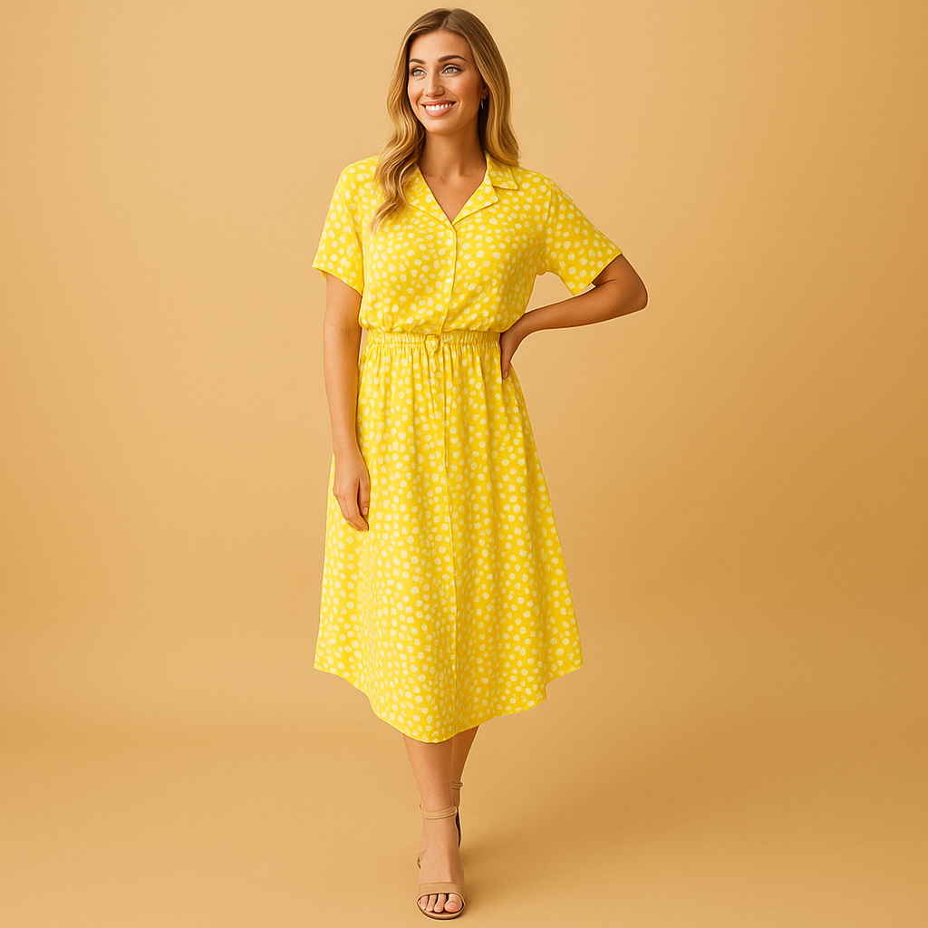 Sira | Summer Midi Dress with Polka Dots