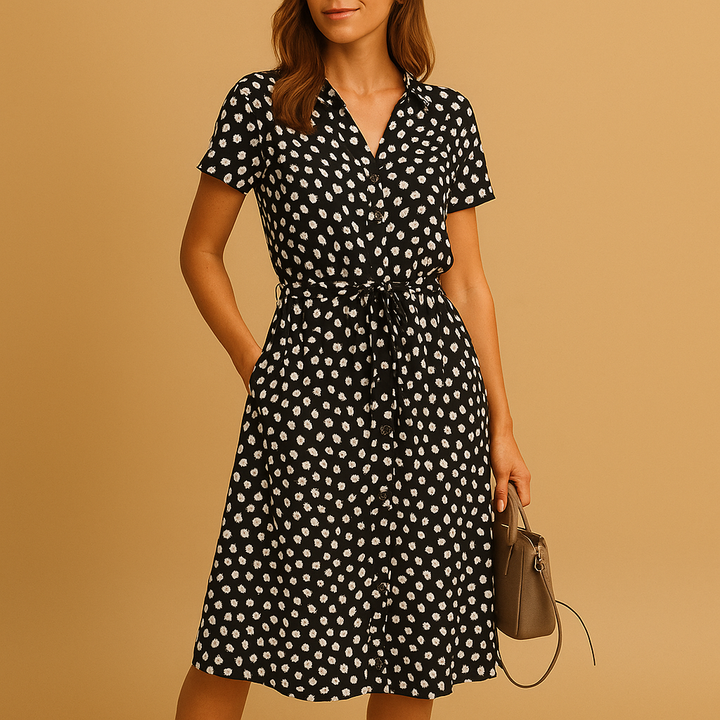 Sira | Summer Midi Dress with Polka Dots