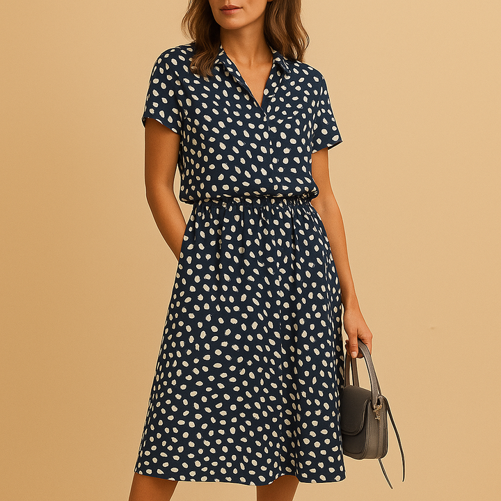 Sira | Summer Midi Dress with Polka Dots