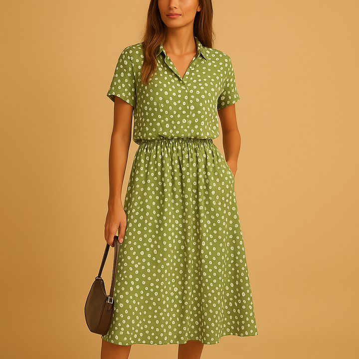 Sira | Summer Midi Dress with Polka Dots