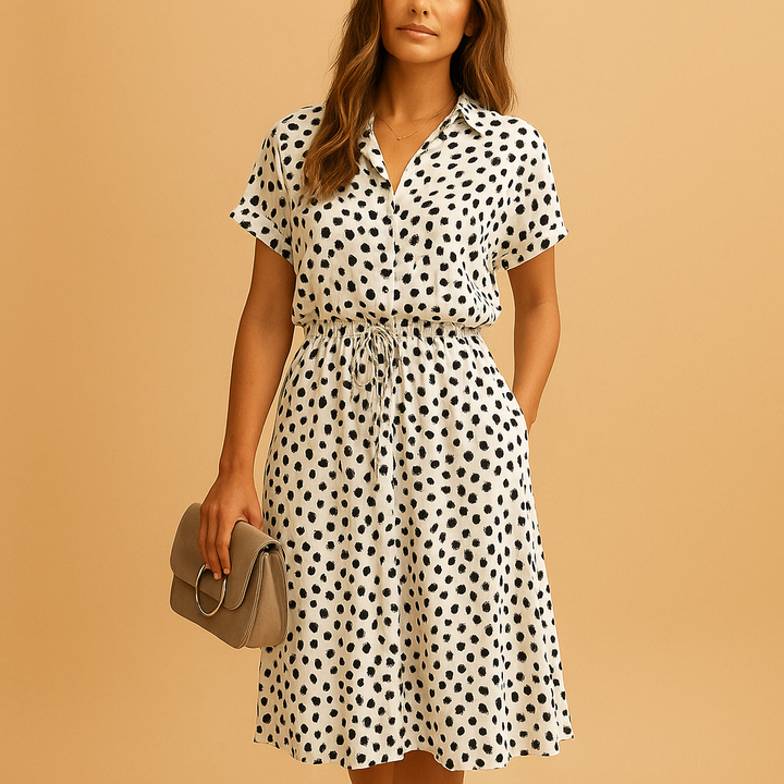 Sira | Summer Midi Dress with Polka Dots