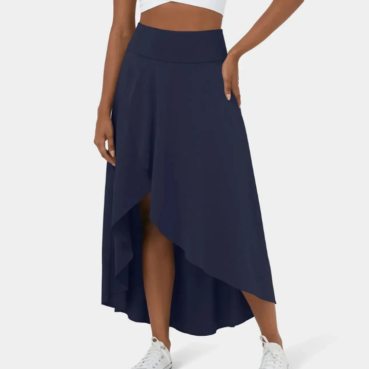 Isra | Women's Stretch High-Waist Asymmetric Hem Skirt