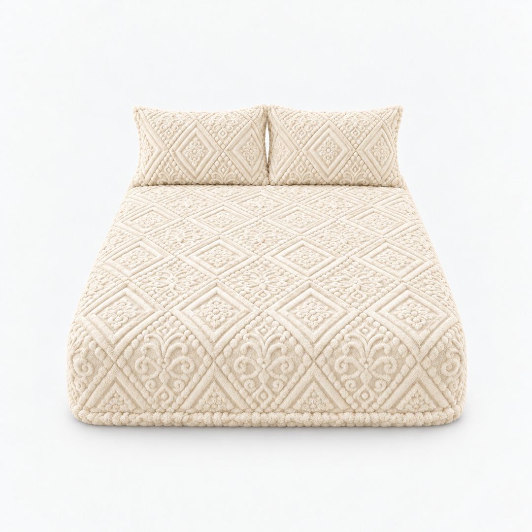 Damask Haven Raised Damask Plush Fitted Sheet - Elena Harper
