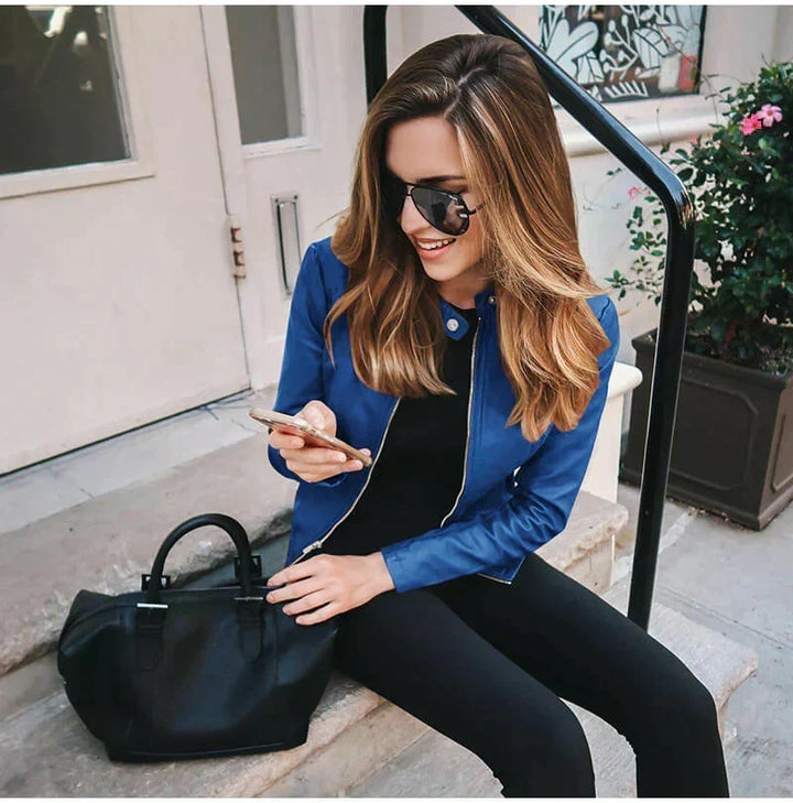 Abigail Italian Leather Jacket with Timeless Cut for Women - Elena Harper