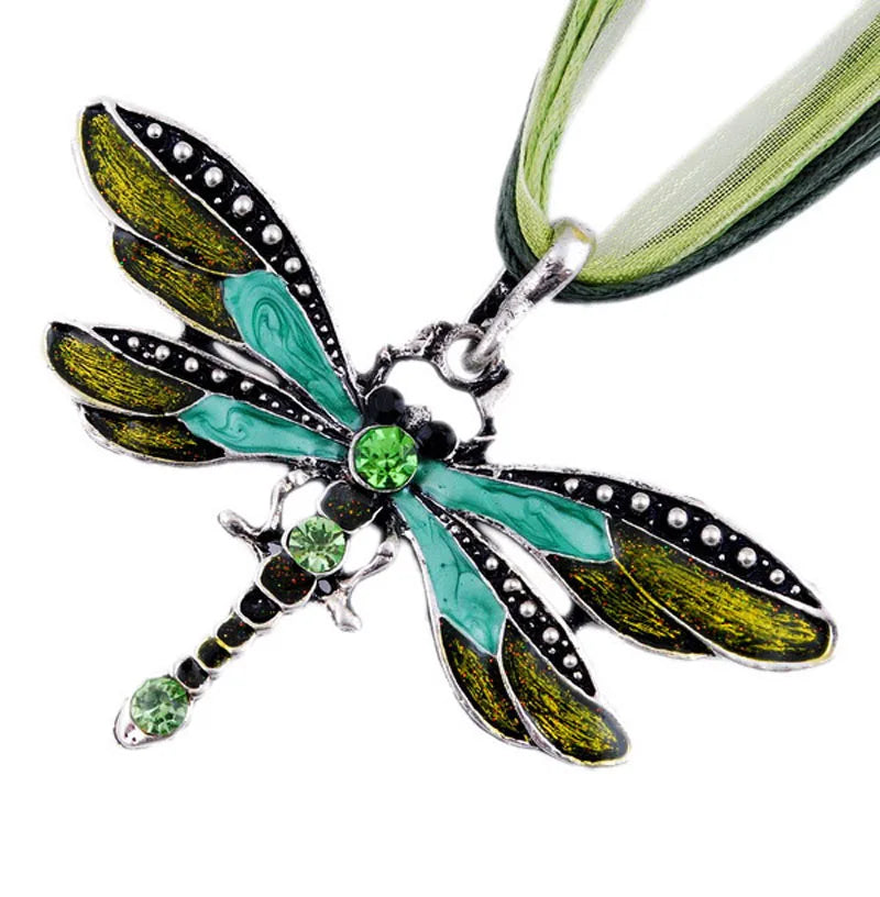 Crystal Dragonfly Pendant Necklace, view 2 - Elena Harper