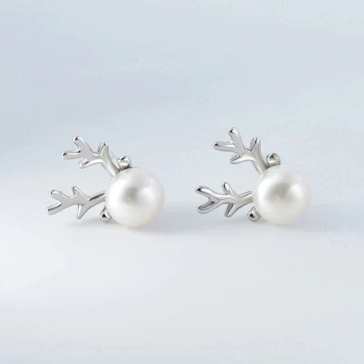 Deer Pearl Stud Earrings, view 3 - Elena Harper
