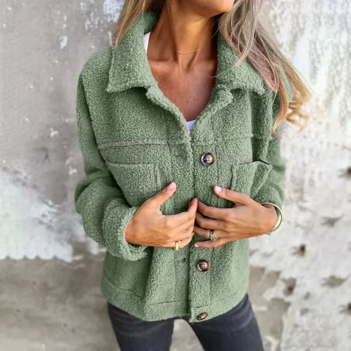 Women's Jacket Lapel & Button Closure, view 2 - Elena Harper