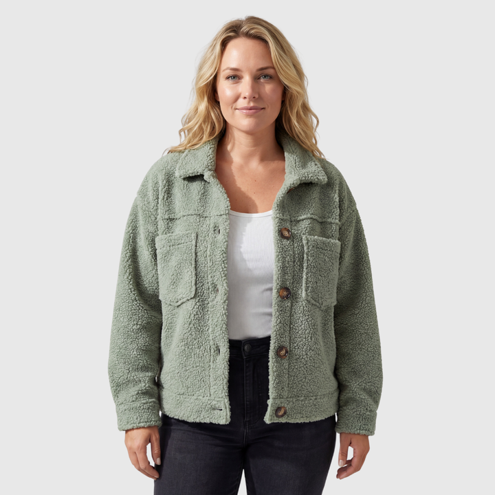 Women's Jacket Lapel & Button Closure - Elena Harper