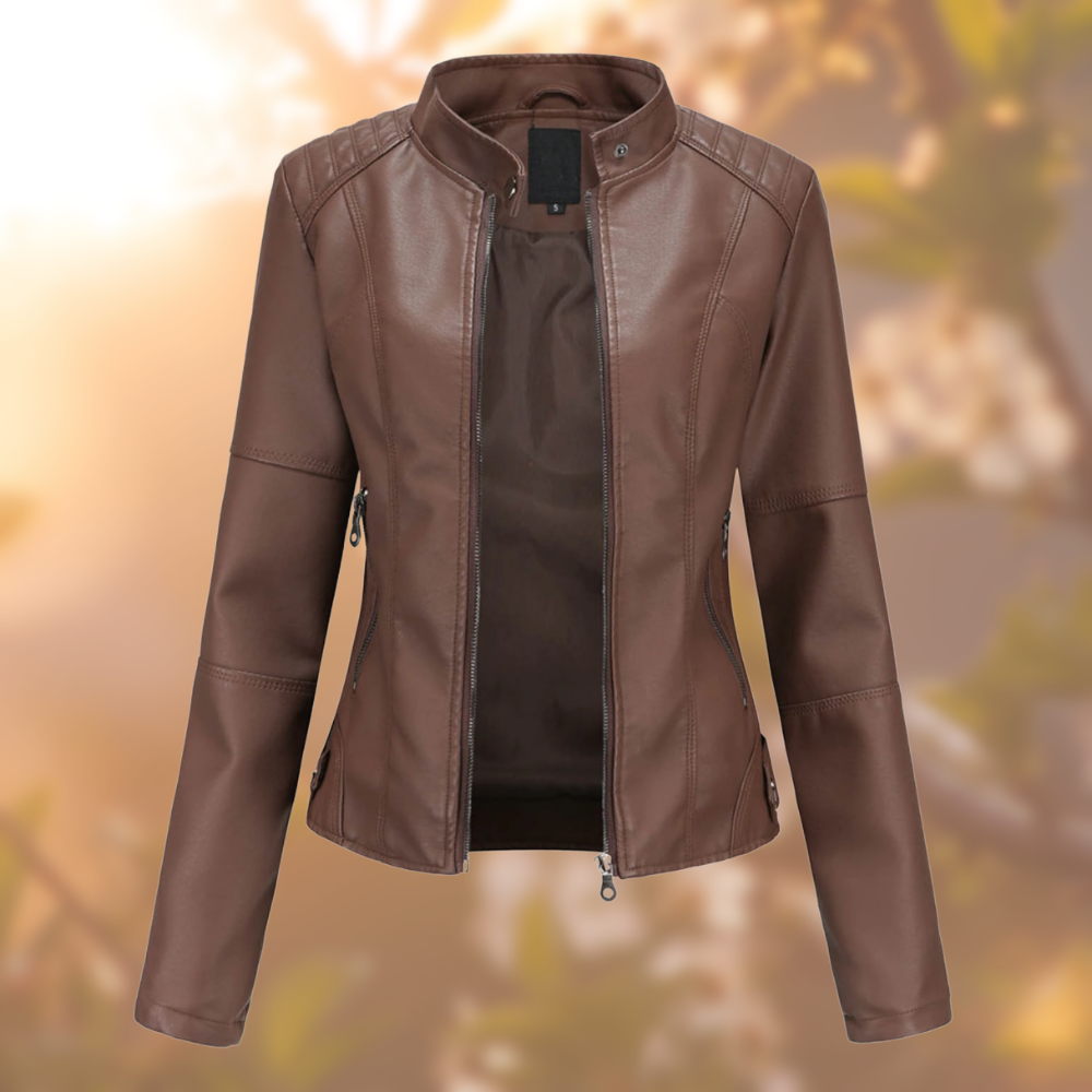 Women's Jacket Fitted Design with Zipper, view 2 - Elena Harper