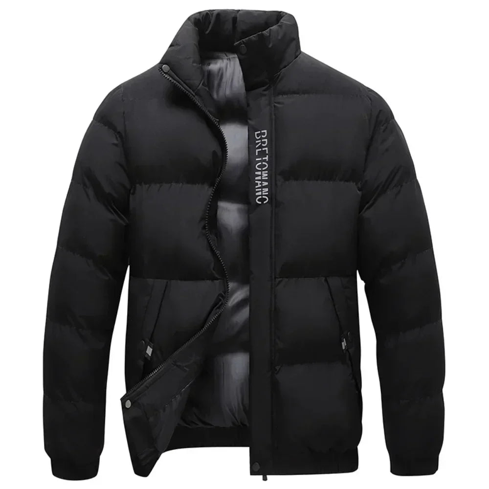 Conrad Men's Stand Collar Puffer Jacket, view 3 - Elena Harper