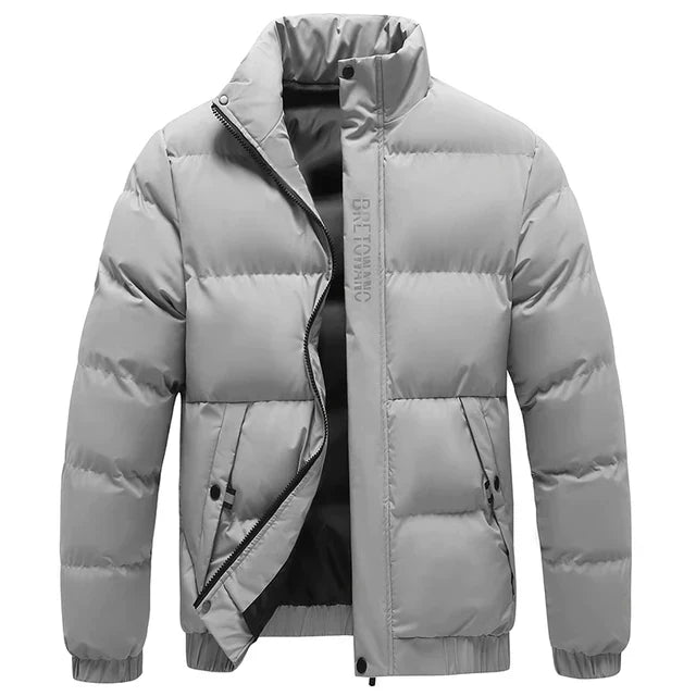 Conrad Men's Stand Collar Puffer Jacket, view 4 - Elena Harper