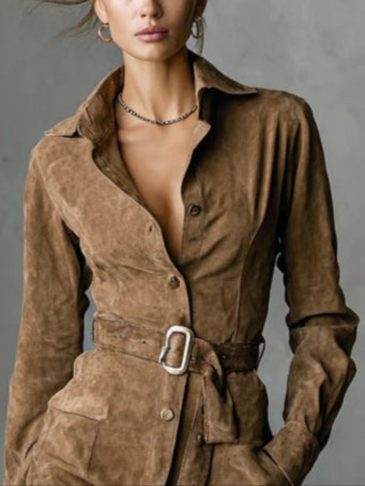 SELENE SUEDE MIDI COAT DRESS