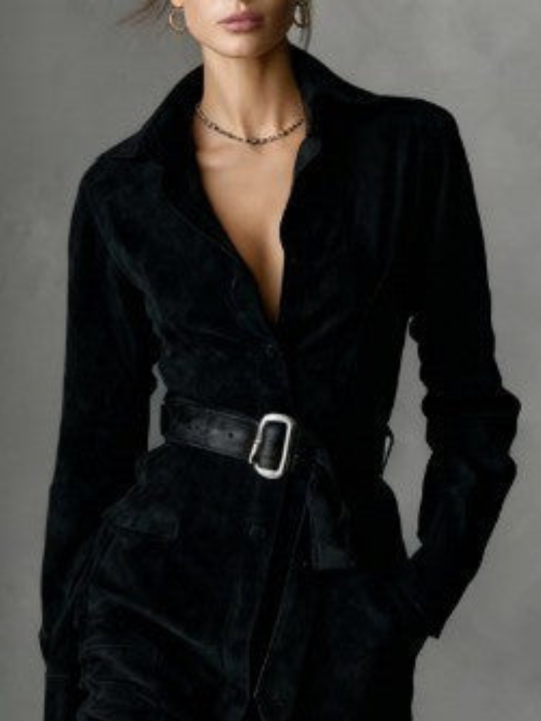 SELENE SUEDE MIDI COAT DRESS