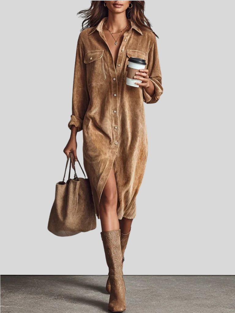 SHEENA CAMEL SHIRT DRESS