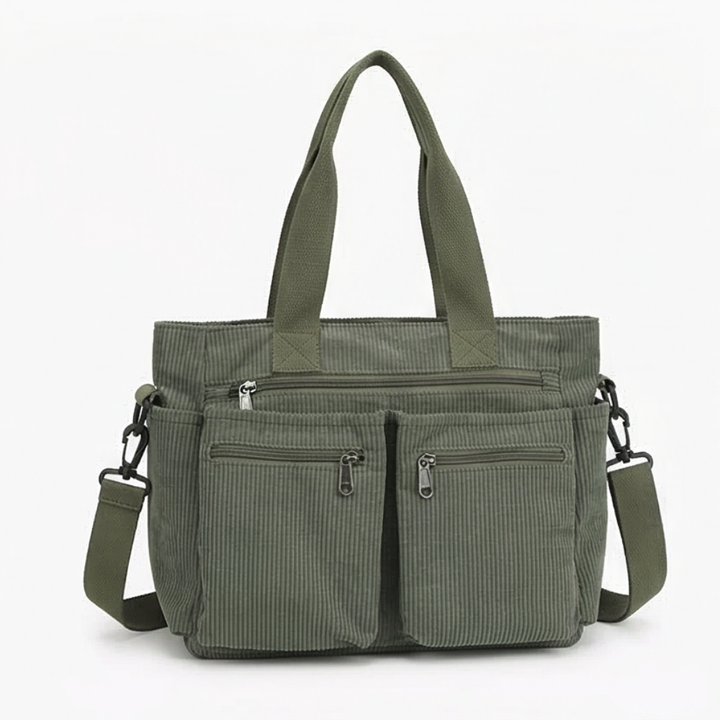 Clovera Multi Pocket Corduroy Shoulder Bag - Elena Harper
