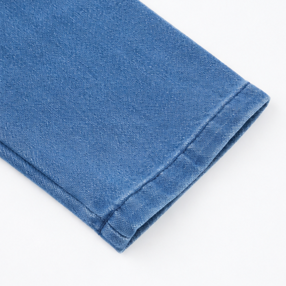 Drapella Collarless Soft-Denim-Look Button-Down Cardigan - Elena Harper