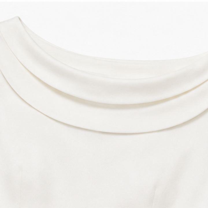 Draperie Draped-Neck Pleated A-Line Wedding Guest Dress - Elena Harper