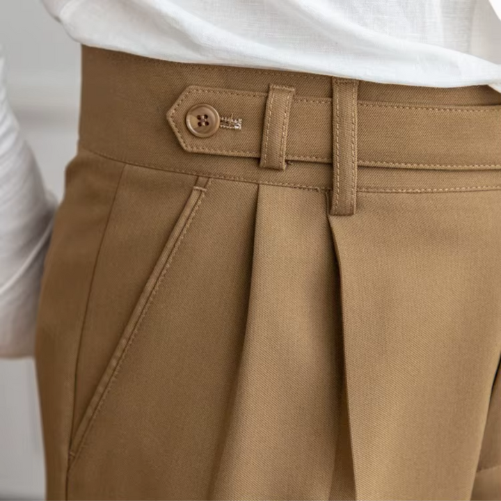 Men's Elegant Pleated Chino Trousers