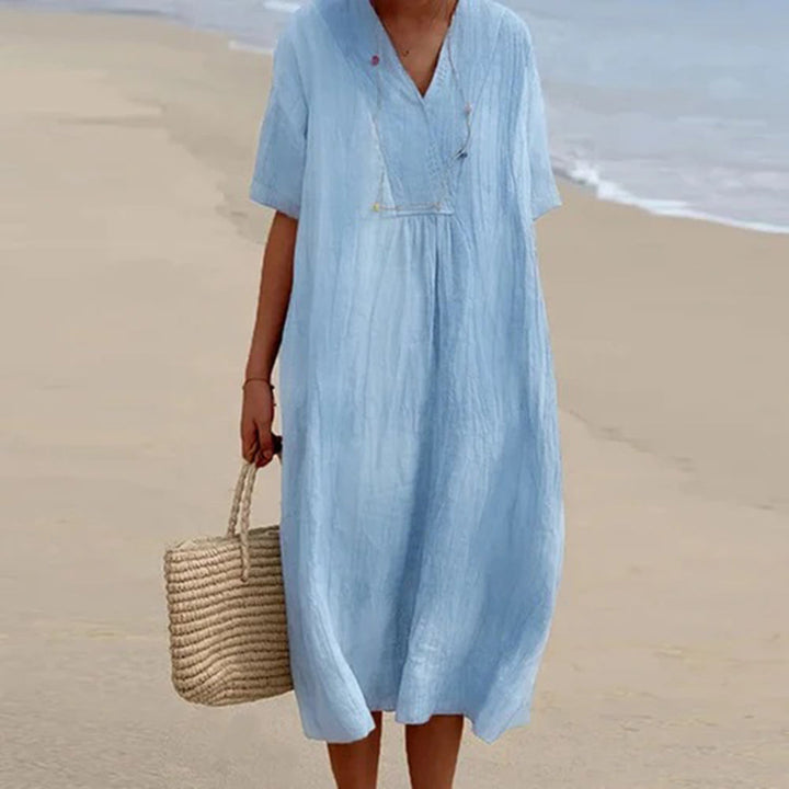 Evarista | Midi Dress for Women with Relaxed Fit and Short Sleeves