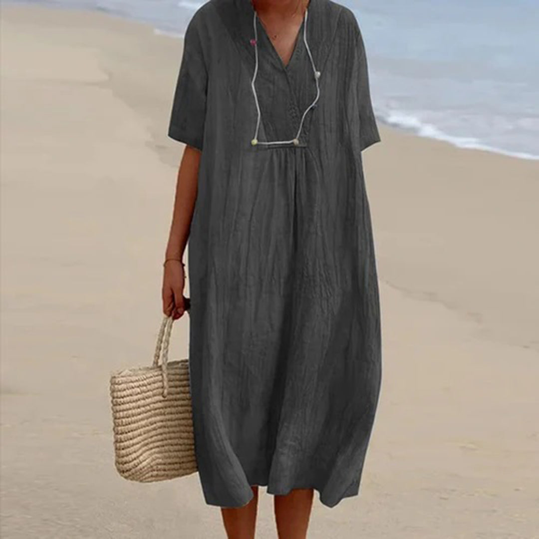 Evarista | Midi Dress for Women with Relaxed Fit and Short Sleeves