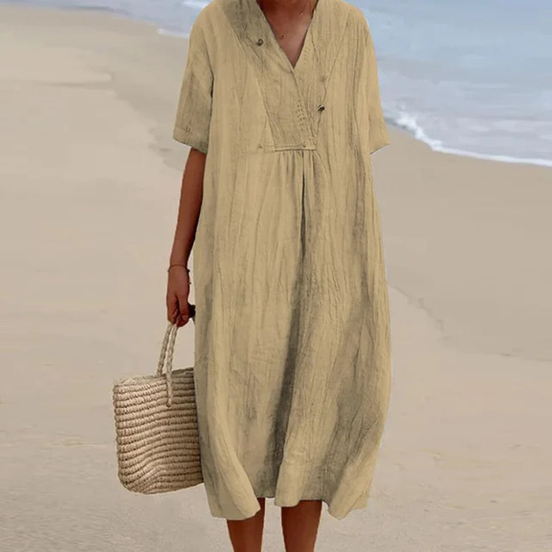 Evarista | Midi Dress for Women with Relaxed Fit and Short Sleeves