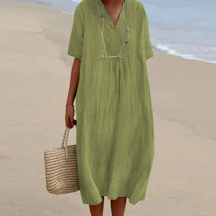 Evarista | Midi Dress for Women with Relaxed Fit and Short Sleeves