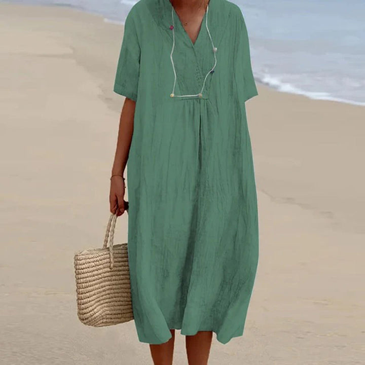 Evarista | Midi Dress for Women with Relaxed Fit and Short Sleeves