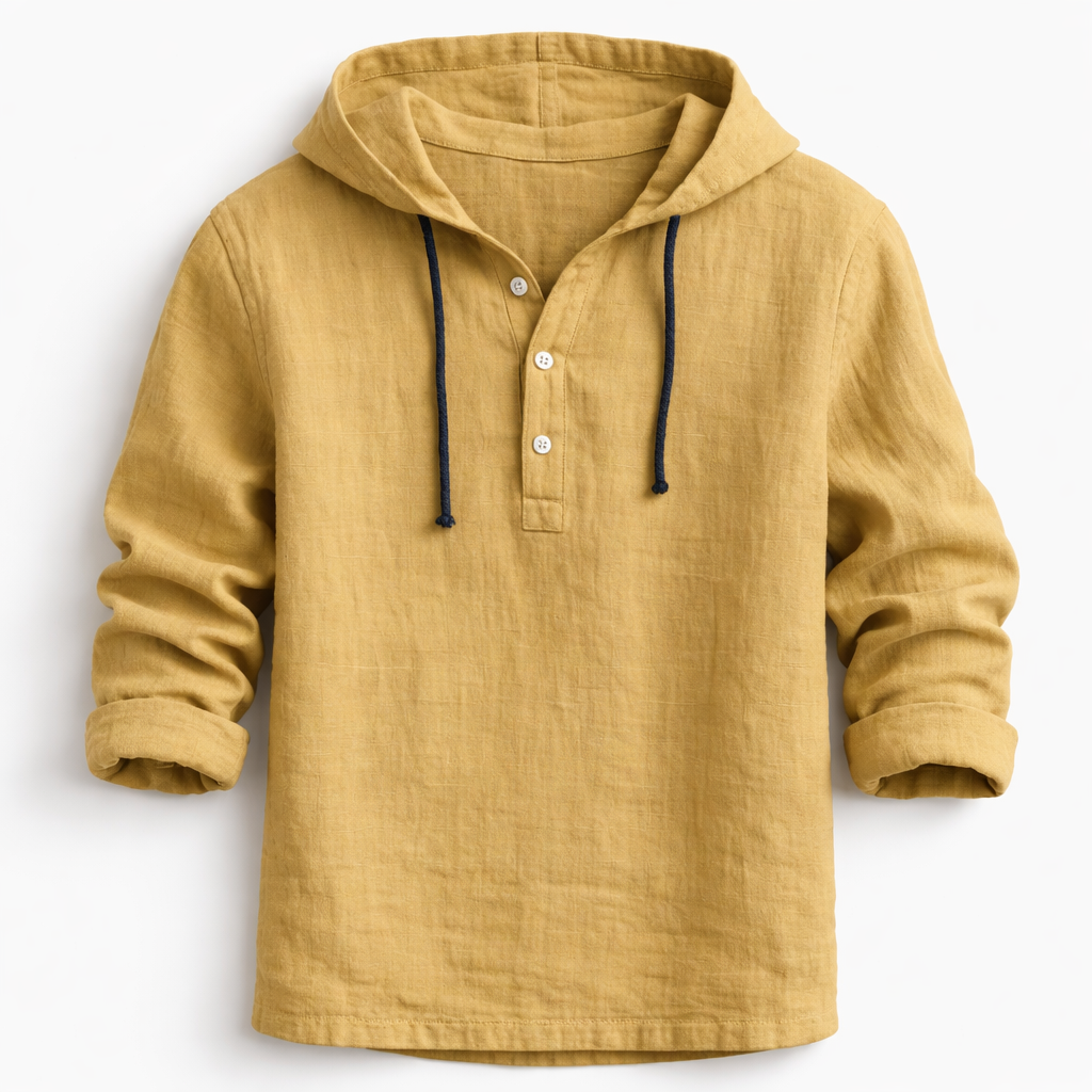 LAURENT MONACO | LINEN HOODIE SHIRT FOR MEN