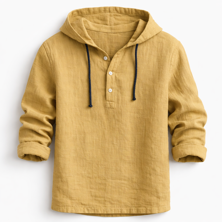 LAURENT MONACO | LINEN HOODIE SHIRT FOR MEN