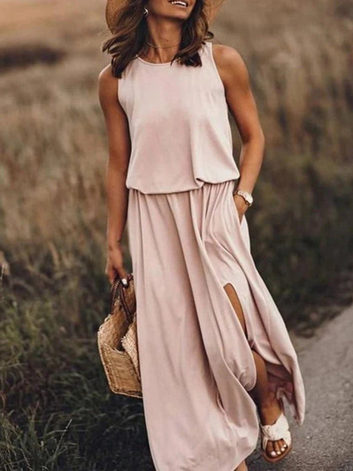 Kariela | Elegant Maxi Dress for Women with Side Slit | Sleeveless