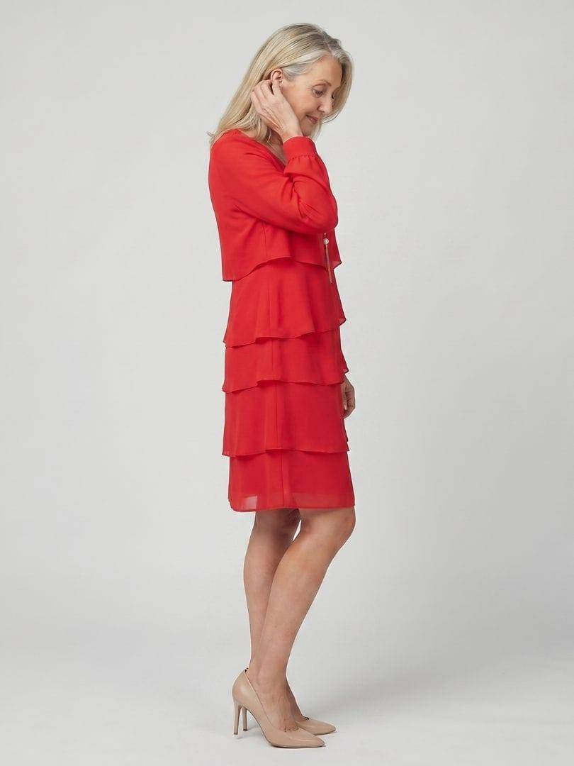 Layered knee-length dress by Emma & Rose Cape Town featuring a stylish design and flowing fabric, perfect for casual or semi-formal wear.