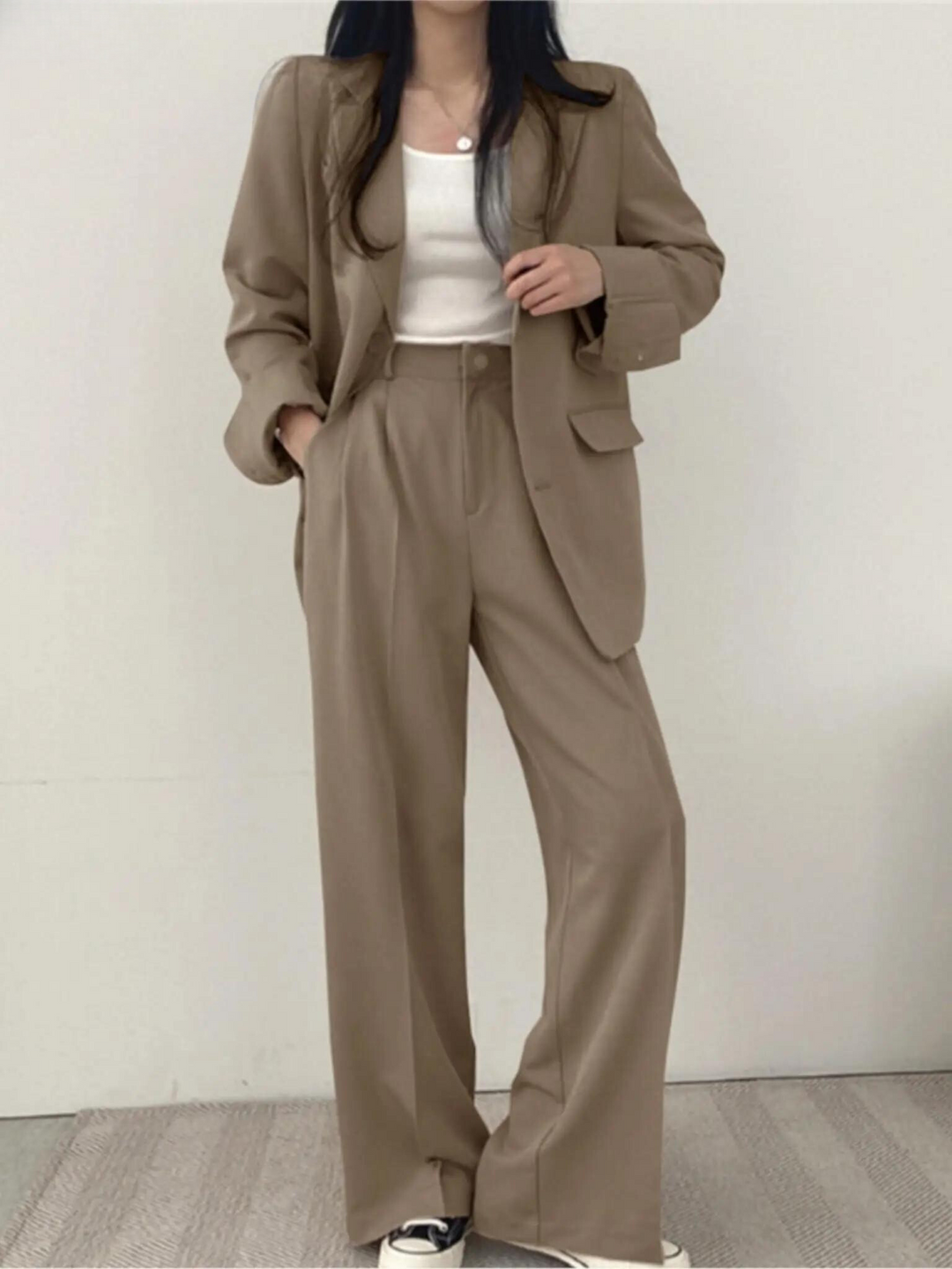 Blazer Pants Set for Women with Wide Legs
