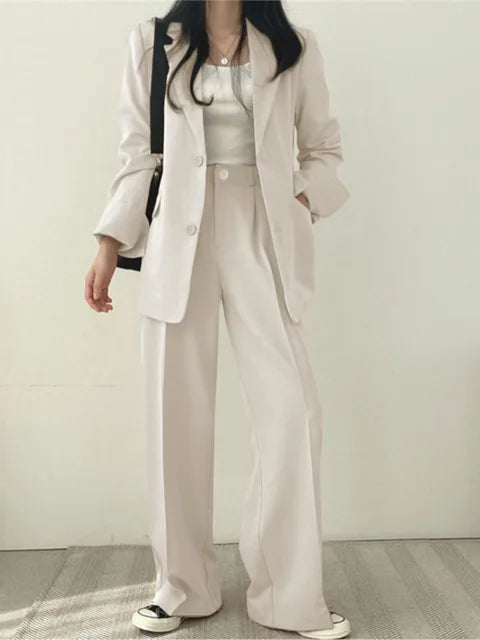 Blazer Pants Set for Women with Wide Legs