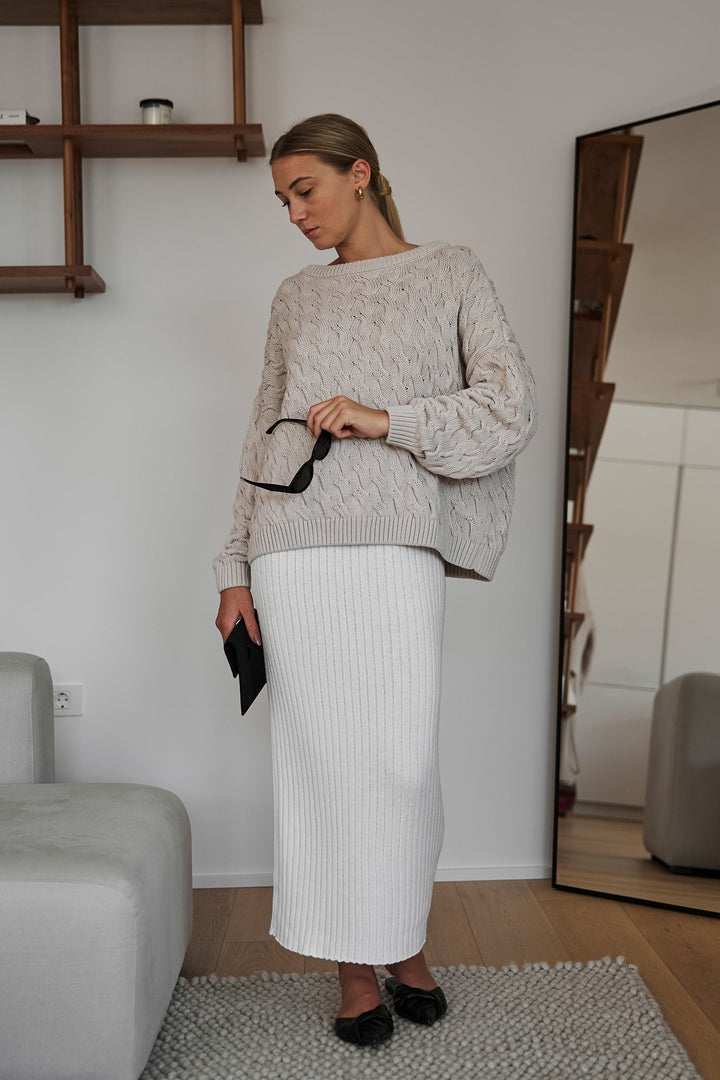 Alyssia Knitted Cable Sweater, view 4 - Elena Harper