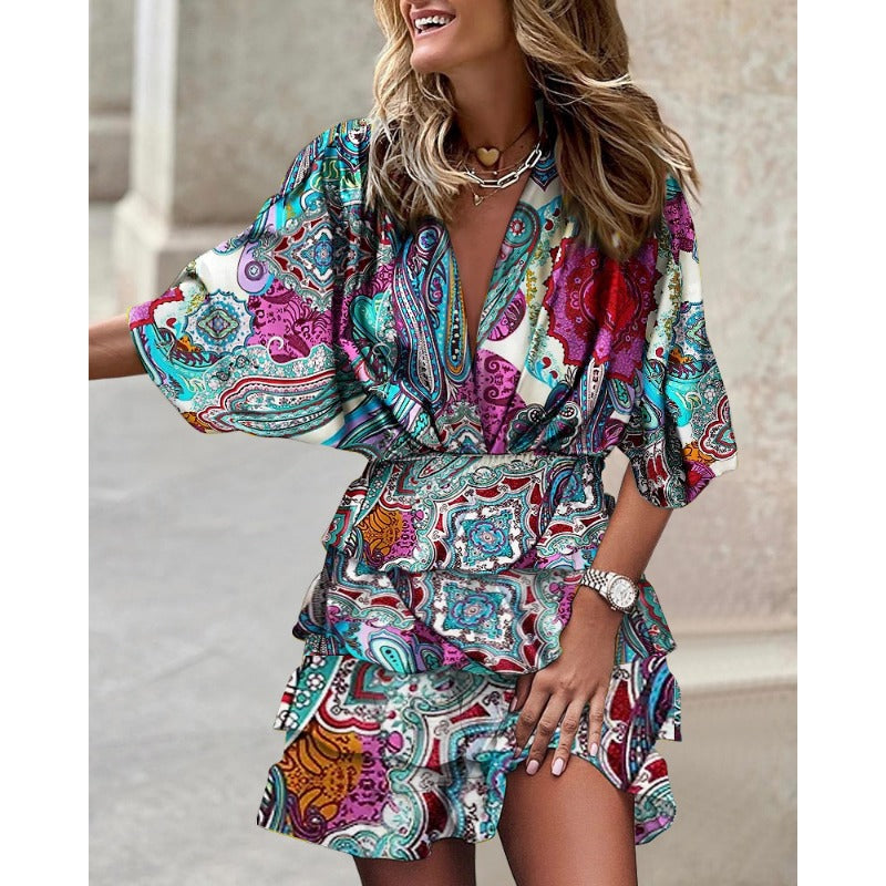Midi Floral Dress Timeless Elegance - Elena Harper