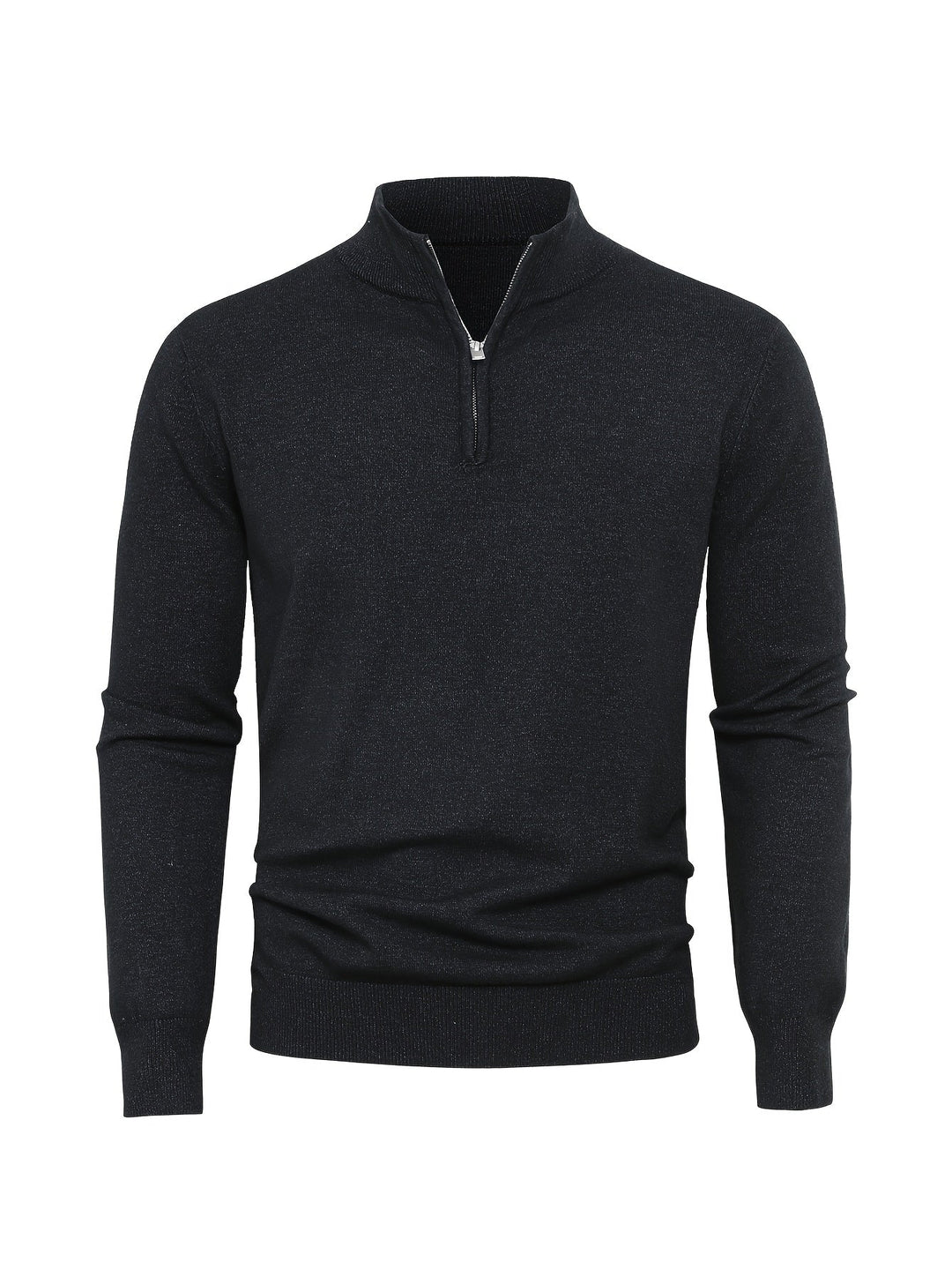 Men's Sweater with Half Zip and Stand-Up Collar