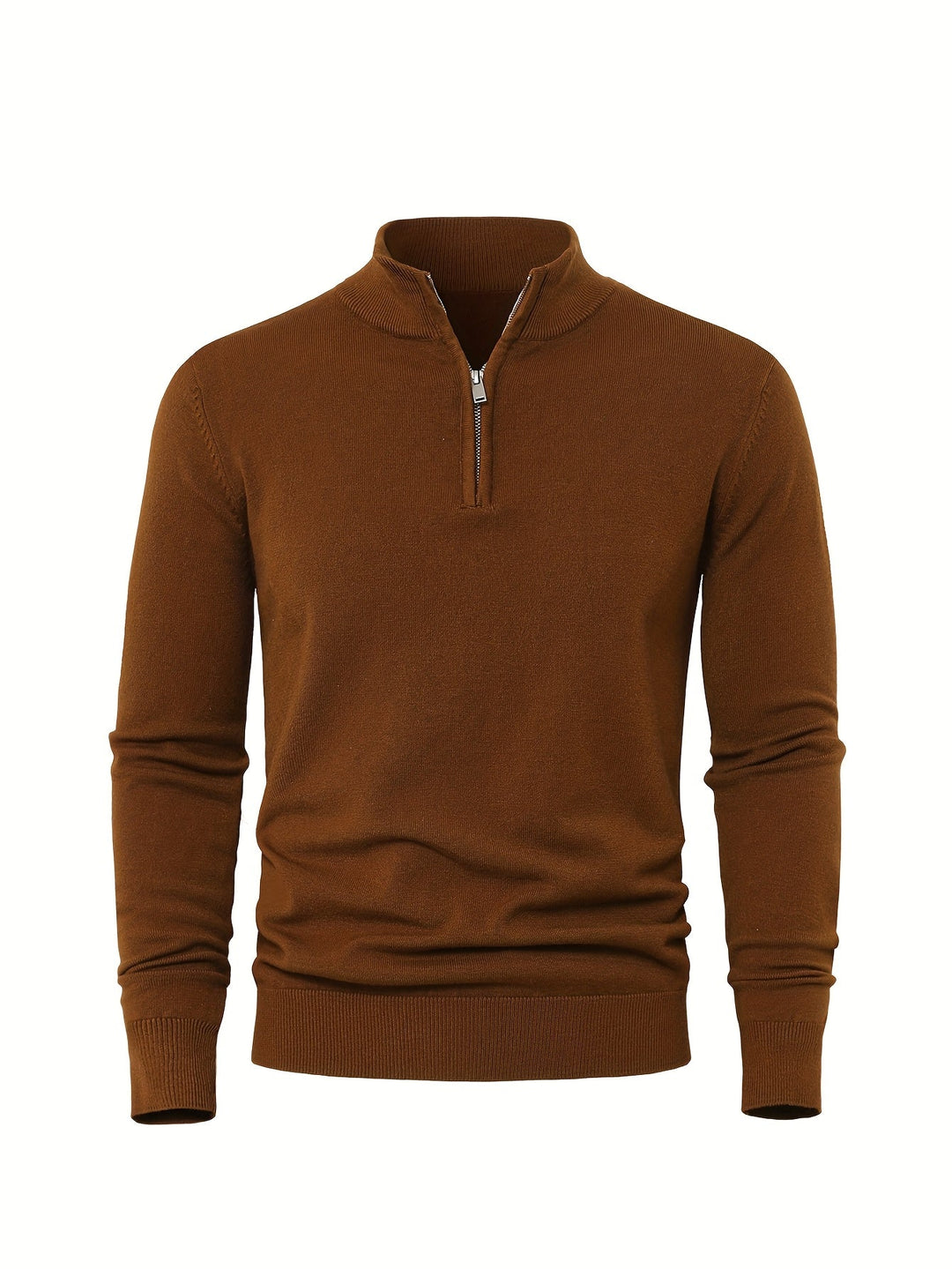 Men's Sweater with Half Zip and Stand-Up Collar
