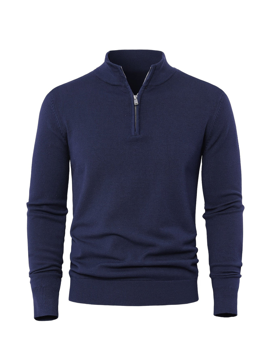 Men's Sweater with Half Zip and Stand-Up Collar