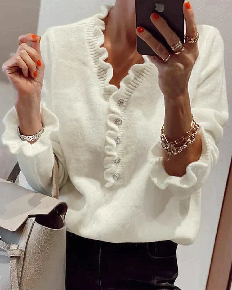 Stylish Sweater with Ruffles Elodie, view 2 - Elena Harper