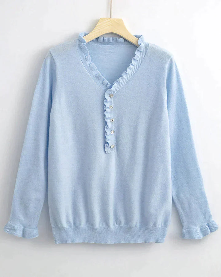 Stylish Sweater with Ruffles Elodie, view 3 - Elena Harper