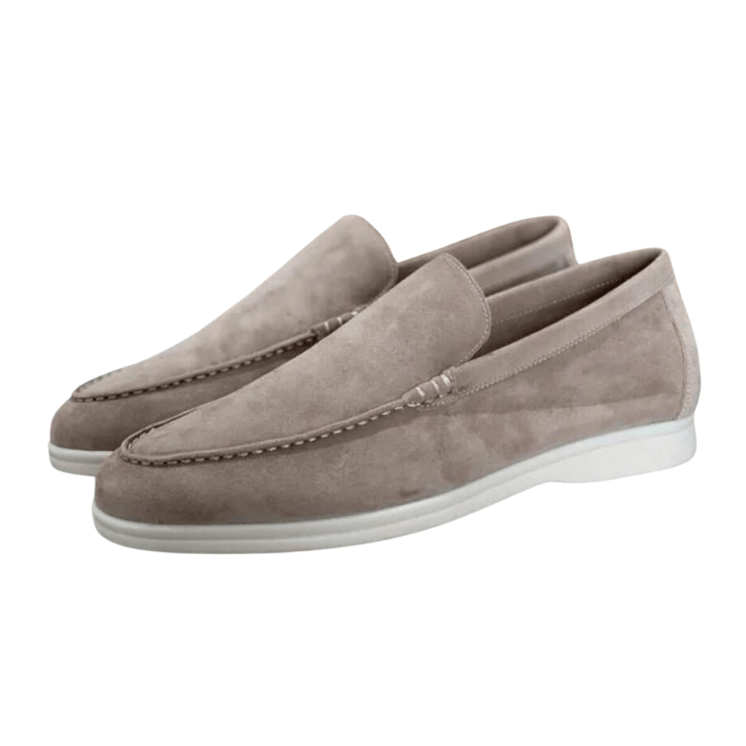 Emma & Rose Manhattan Axel™ gold loafers, stylish men's slip-on shoes with sleek design and shiny gold finish.