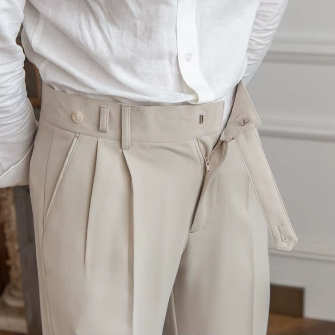 Men's Elegant Pleated Chino Trousers