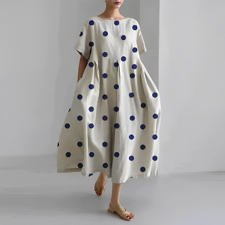 Daisy Loose Maxi Dress with Great Retro Wave, view 6 - Elena Harper