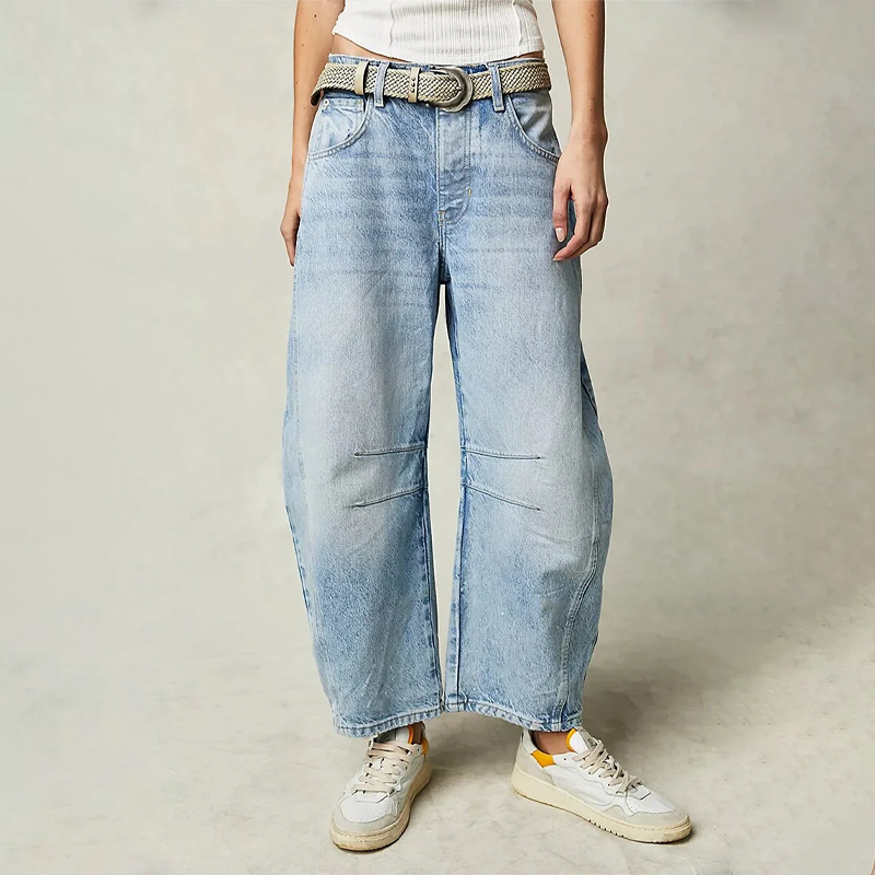 Ladies Casual Wide Jeans – Comfortable Stretch Denim, Casual Pants for Daily Use