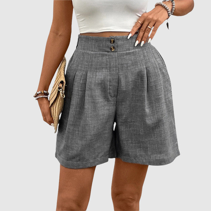 Elaine | Relaxed Fit Pleated High Waisted Shorts